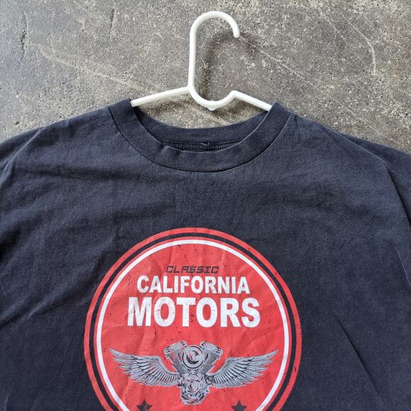 Vintage California Motors Crop Top Shirt Womens L Black Cropped Cars Graphic Y2K - Picture 2 of 7